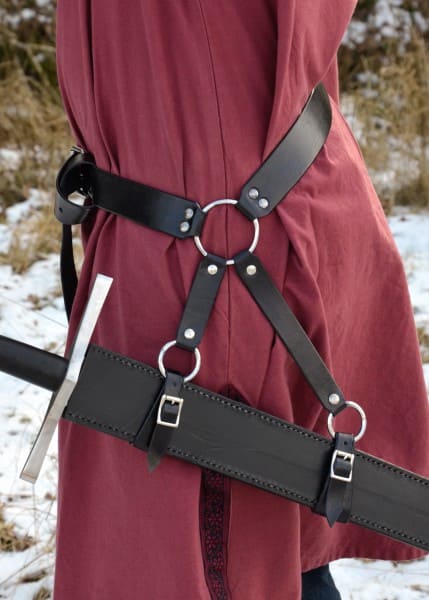 Cinturón de espada medieval hecho de cuero marrón o negro 1616433001 - Espadas y Más