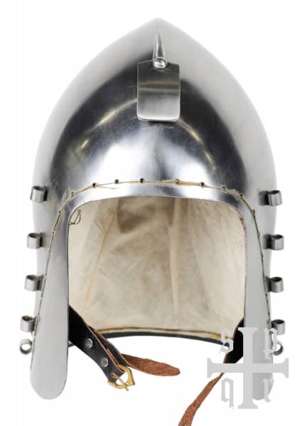 Casco Campana de lavabo alemán con visera, casco medieval, aprox.1370, acero de 2 mm 1764000069 - Espadas y Más