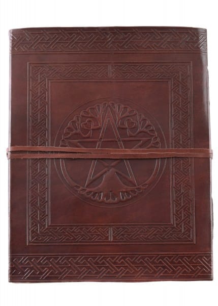 Libro grande de cuero con pentagrama, marrón, aprox. 20 x 25 cm - Espadas y Más