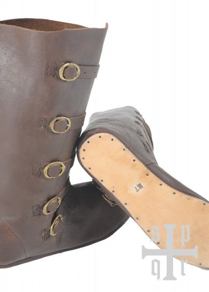 Botas de cuero medievales con cierre de correa, siglo 14 3164001100 - Espadas y Más