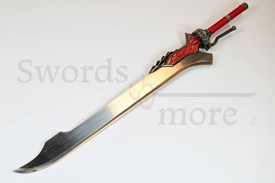 Espada Reina Roja de Nero de Devil May Cry como la del videojuego de Capcom expuesta con fondo blanco. Vendida por Espadas y más