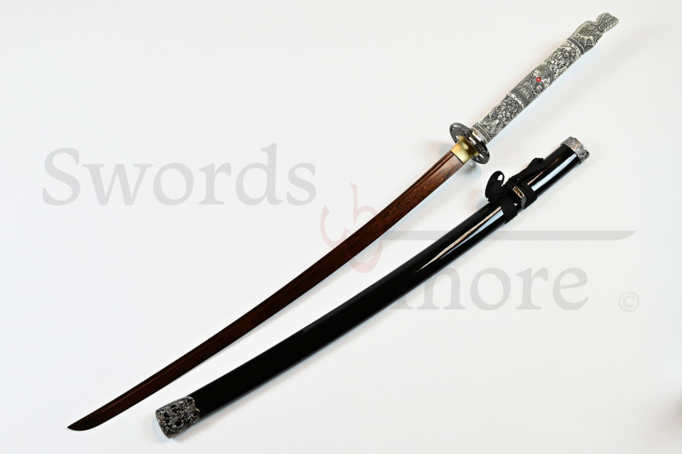 HIGHLANDER - DUNCAN MACLEOD KATANA - FORJADO Y PLEGADO A MANO, JUEGO - EDICIÓN DAMASCO ROJO 41672 - Espadas y Más