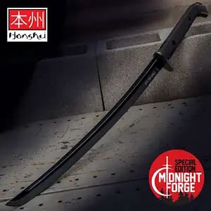 Wakizashi honshu boshin midnight forge acero de damasco negro UC3125B - Espadas y Más