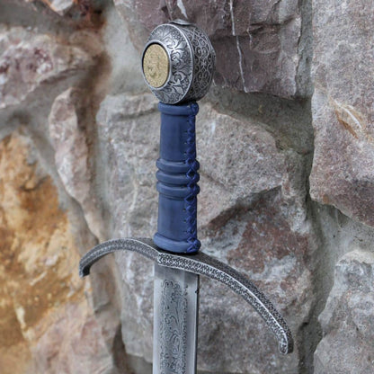 Espada medieval Domo Et Patria grabada a una mano Full Tang AES22 - Espadas y Más