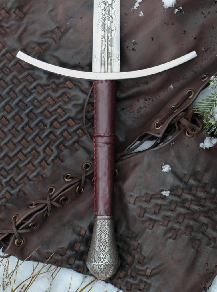 Espada medieval Norbert mano y media grabada AES25 - Espadas y Más