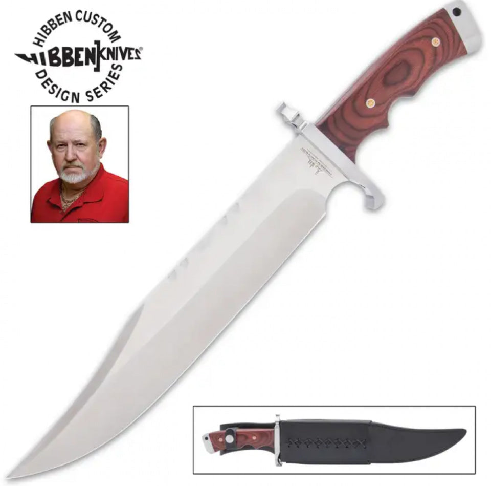 HIBBEN BLOODWOOD MAGNUM CUCHILLO BOWIE CON VAINA GH5104 - Espadas y Más