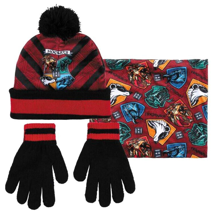 Conjunto Infantil gorro guantes braga cuello Hogwarts Harry Potter - Espadas y Más