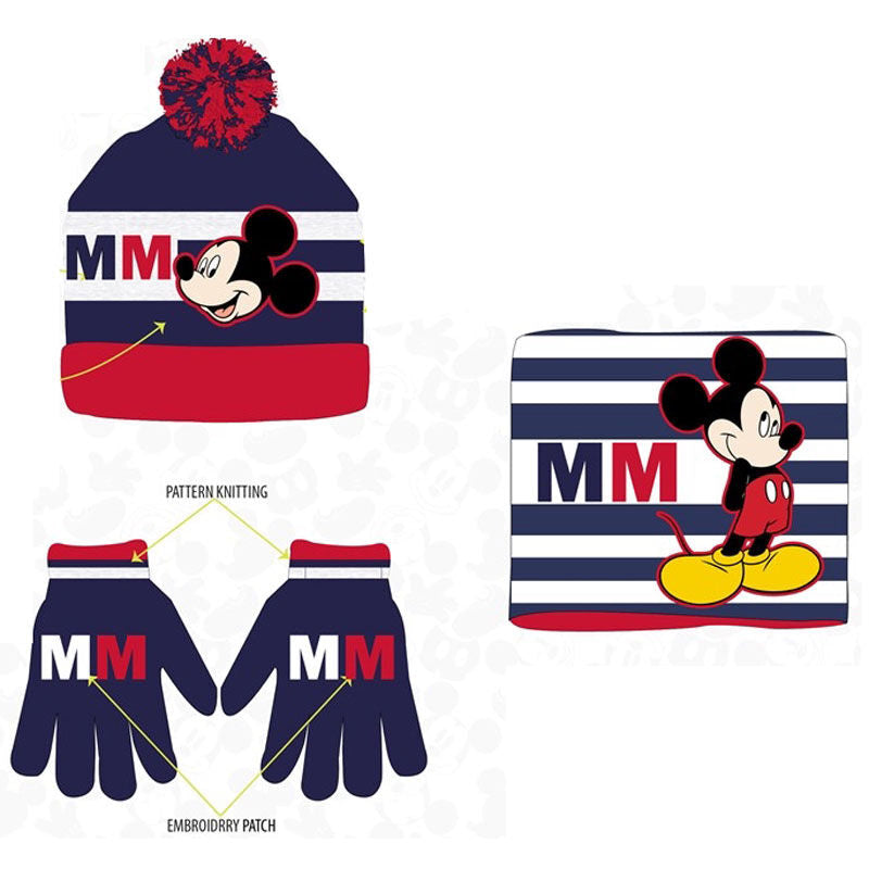 Conjunto gorro guantes braga cuello Mickey Disney - Espadas y Más