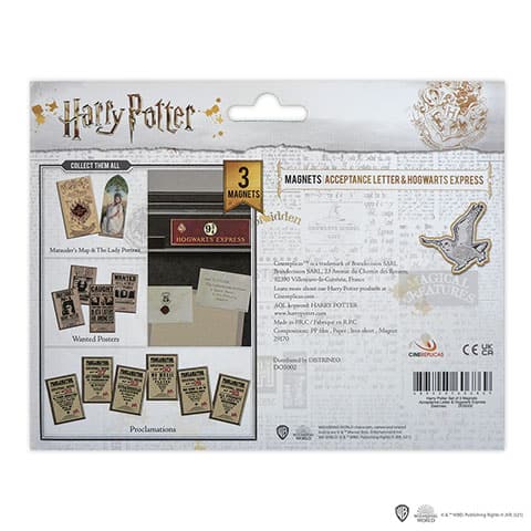 Set de 3 imanes Carta de aceptación a Hogwarts + Anden 9 3/4 - Harry Potter DO5002 - Espadas y Más