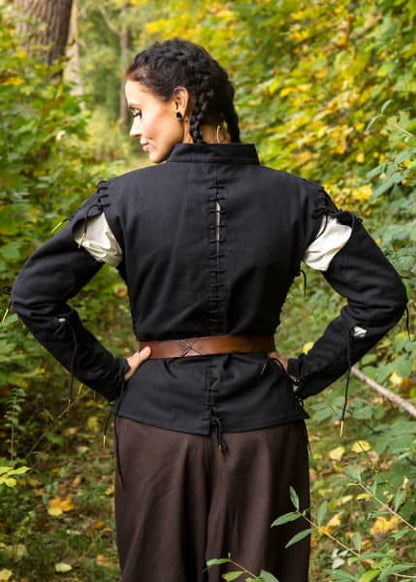 Imagen de Chaleco o Pourpoint Godfrey, Rojo oscuro o Negro IF-300521 parte de nuestra colección en Espadas y más, sitio oficial.
