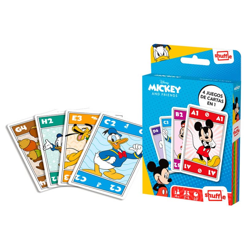 Juego cartas Shuffle 4 en 1 Mickey and Friends Disney - Espadas y Más