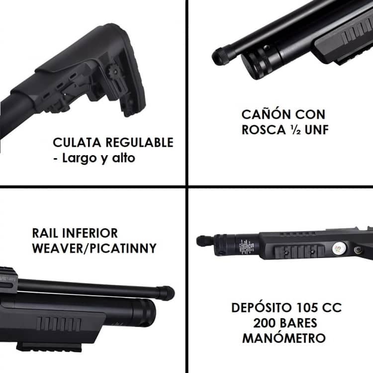 Pistola PCP Kral Puncher NP-01 20 Julios 4.5, 5.5 o 6.35 mm KNP0145,KNP0155,KNP01635 - Espadas y Más