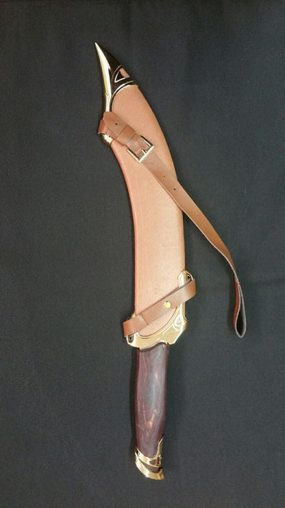 Cuchillo élfico de Aragorn de El Señor de los anillos con funda y expositor cerrado. Vendido por Espadas y más