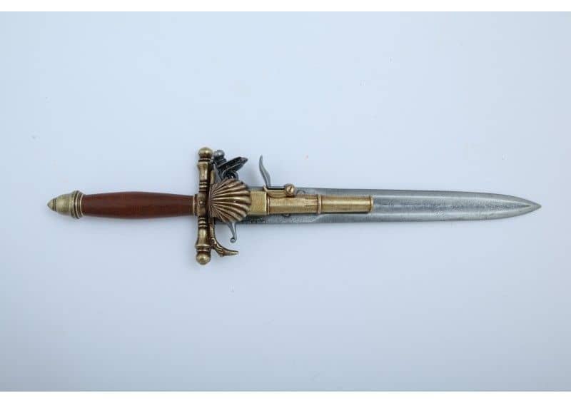 1204 Pistola de chispa con puñal incorporado S XVIII - Espadas y Más