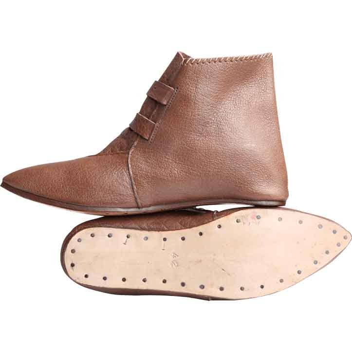 Bota baja con hebillas, Cuero Marrón - Espadas y Más