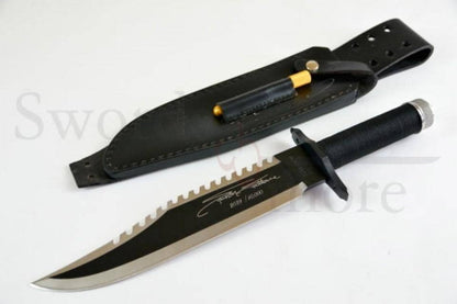 Cuchillo de caza y supervivencia Rambo II Stallone Edition con funda. Como el de la película de Rambo. Vendido por Espadas y más