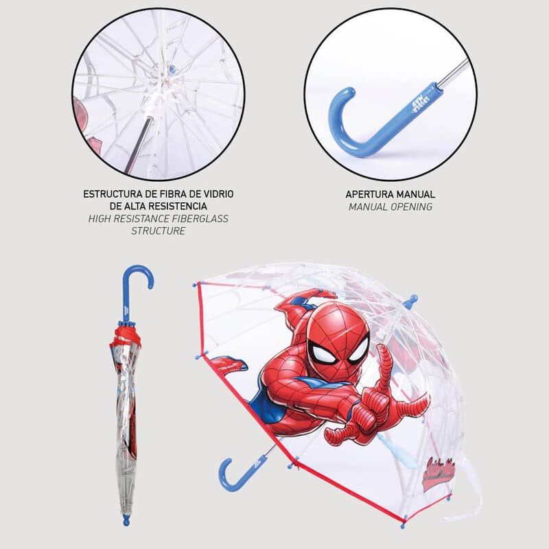 Paraguas manual burbuja Spiderman Marvel 45cm - Espadas y Más