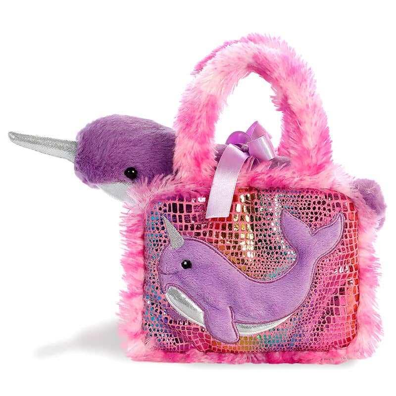 Peluche bolso Fancy Pals Narval Fucsia 21cm - Espadas y Más