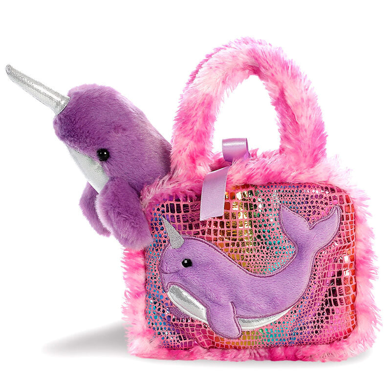 Peluche bolso Fancy Pals Narval Fucsia 21cm - Espadas y Más