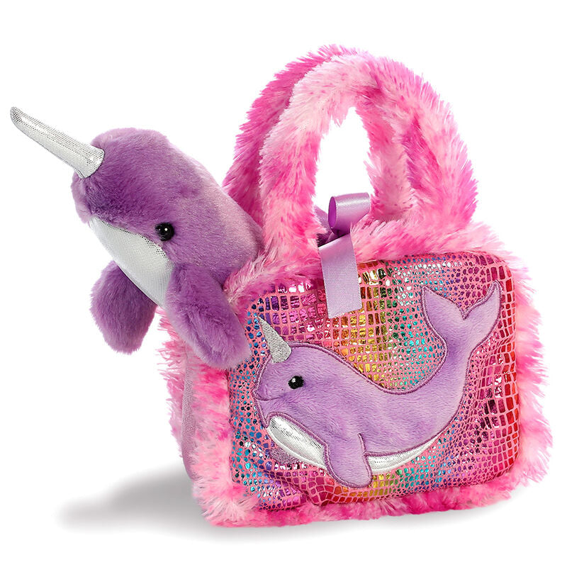 Peluche bolso Fancy Pals Narval Fucsia 21cm - Espadas y Más