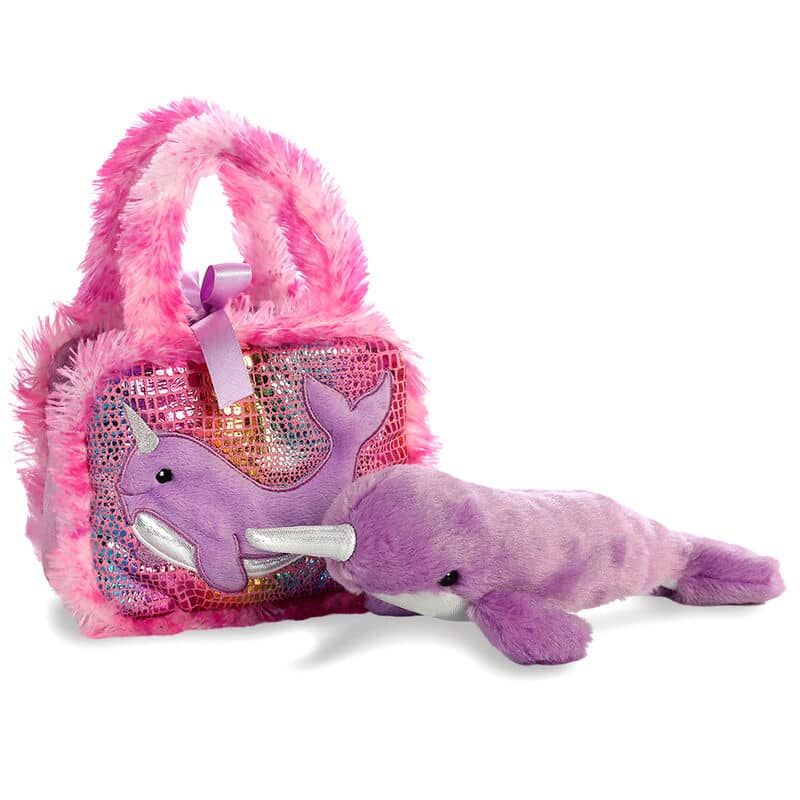 Bolsa de pelúcia Fancy Pals Narwhal Fúcsia 21cm