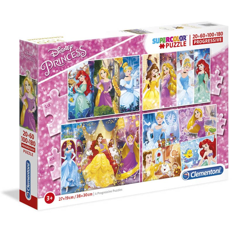 Puzzle Princesas Disney 20+60+100+180pzs - Espadas y Más