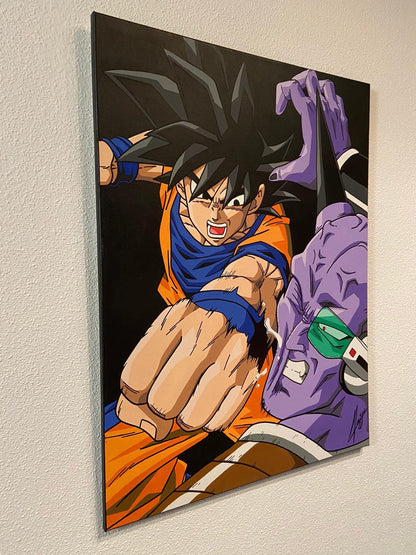 Cuadro Goku vs Guinyu pintado a mano 80 x 60 cm - Espadas y Más