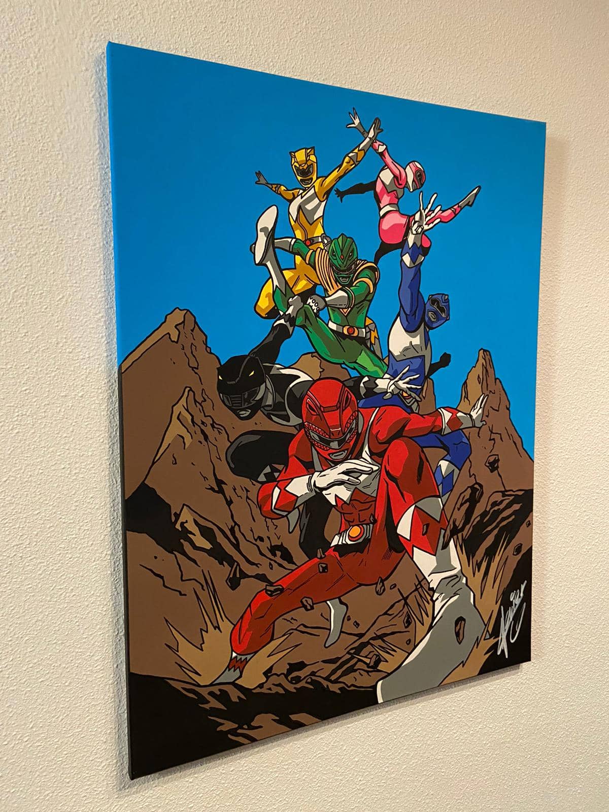 Cuadro Power Ranger 80 x 60 cm pintado a mano - Espadas y Más