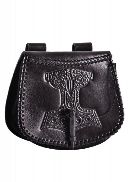 Bolso cinturón con relieve Thorshammer, cuero, negro 1680000302 - Espadas y Más