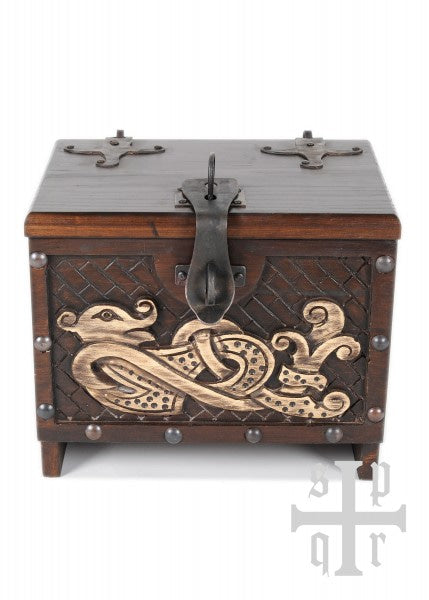 Caja de madera vikinga con motivo de serpiente Midgard, aprox. 33 x 25 x 28 cm 1564000137 - Espadas y Más