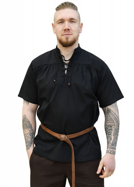 Camisa medieval, manga corta, negra 1280005420 - Espadas y Más