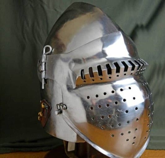 Casco Bacinete de batalla 4 - acero 2,5mm - Versión de Batalla Medieval - Espadas y Más