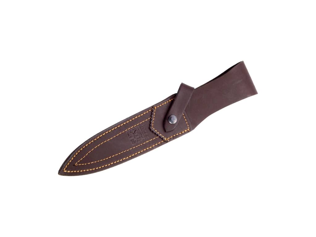 CUCHILLO DE REMATE JOKER CHAMOÍS,PUÑO DE CIERVO, HOJA DE 18 CM. CON FUNDA DE CUERO CC32 - Espadas y Más