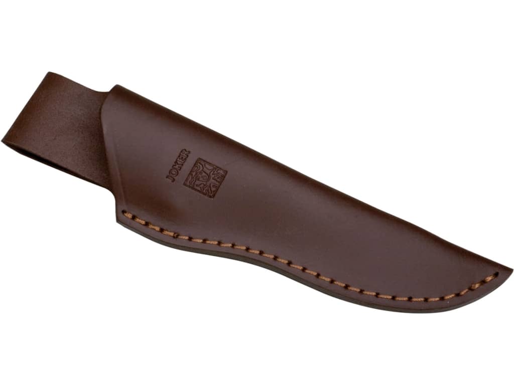 CUCHILLO DE MONTE JOKER OSO, ENTERIZO, MANGO ASTA DE CIERVO,HOJA DE 12 CM. FUNDA DE CUERO. CC49 - Espadas y Más