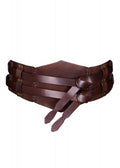 Cinturón ancho de piel, doble con costura trenzada, unisex, negro o Marrón ULF-LP-24/23 - Espadas y Más