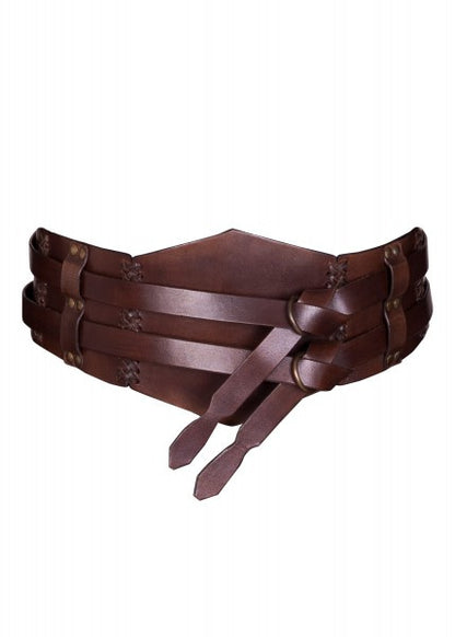 Cinturón ancho de piel, doble con costura trenzada, unisex, negro o Marrón ULF-LP-24/23 - Espadas y Más