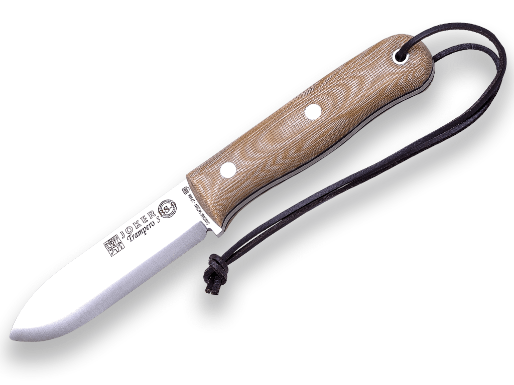 CUCHILLO BUSHCRAFT Y SUPERVIVENCIA JOKER TRAMPERO SCANDI EN MICARTA BEIGE, CON FERROCERIO. CM124-P - Espadas y Más