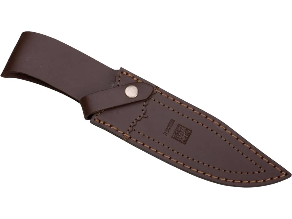 CUCHILLO DE CAZA JOKER GAMO, MANGO DE OLIVO Y HOJA DE 13 CM. FUNDA DE CUERO. CO50 - Espadas y Más