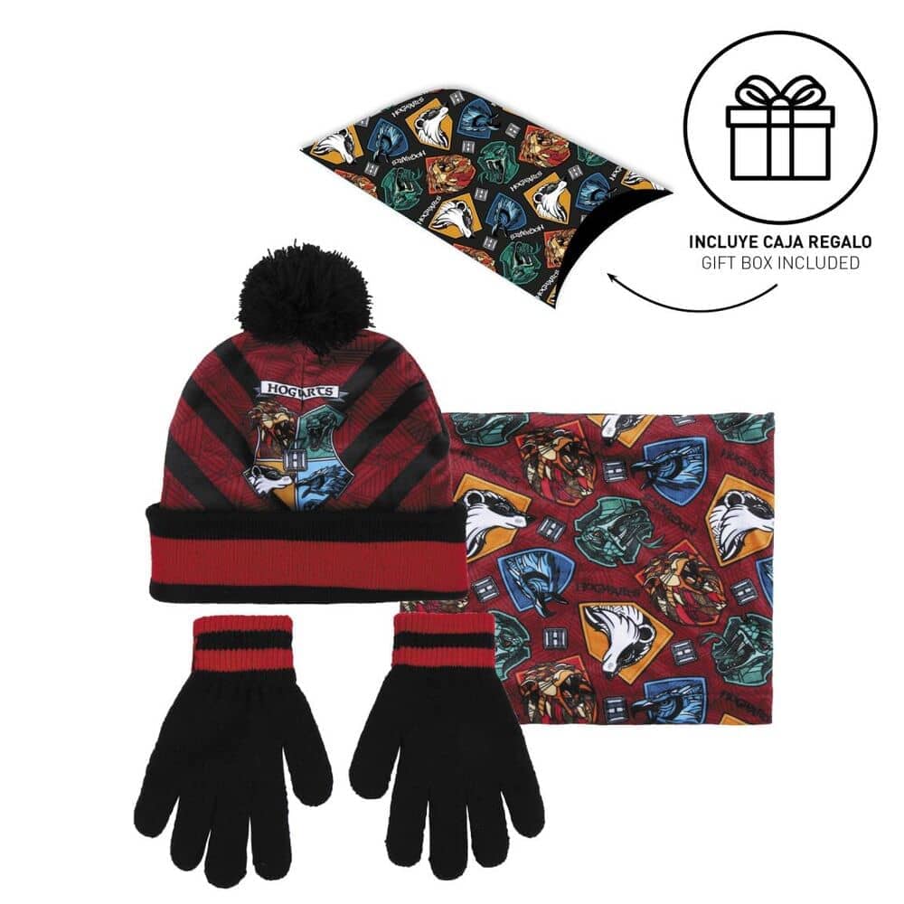 Conjunto Infantil gorro guantes braga cuello Hogwarts Harry Potter - Espadas y Más