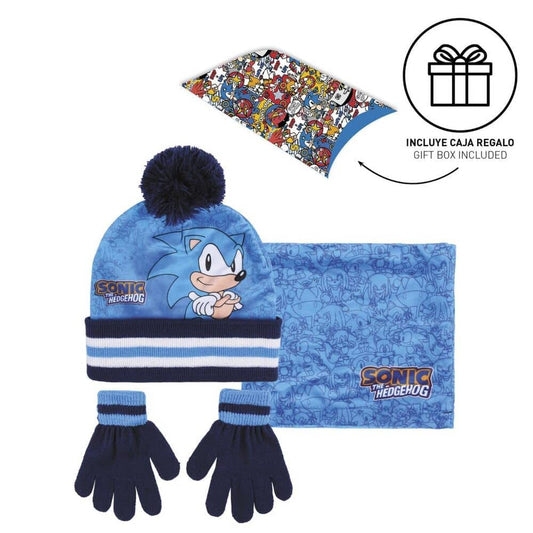 Conjunto Infantil gorro guantes braga cuello Sonic The Hedgehog - Espadas y Más