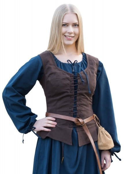 Vestido medieval Meira con detalles de terciopelo, negro 1280023020 >  Espadas y mas