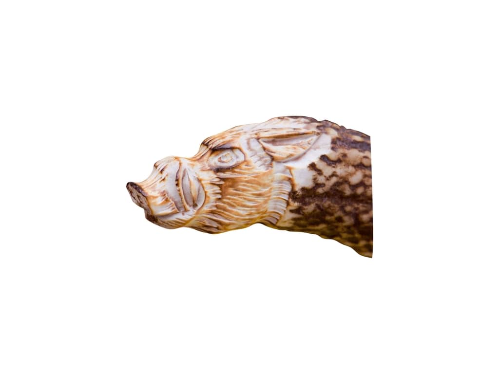 CUCHILLO DE CAZA JOKER JABATOCON PUÑO CIERVO TALLADO A MANO Y HOJA DE 17 CM. FUNDA DE CUERO. CT34 - Espadas y Más