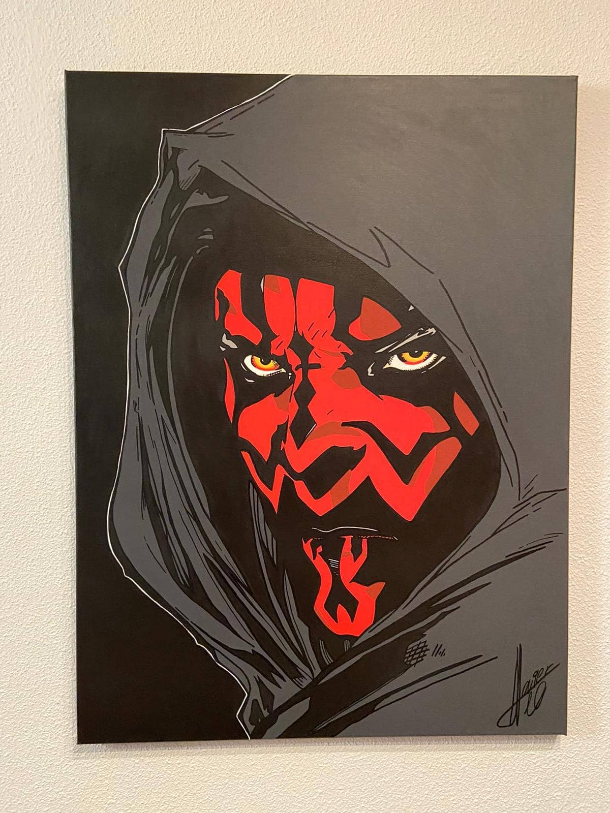 Cuadro de Darth Maul 80 x 60 cm pintado a mano - Espadas y Más