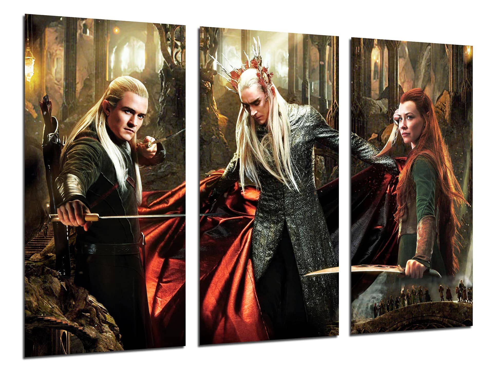 Cuadro de los Elfos de El Hobbit Legolas, Tauriel y Thranduil - Espadas y Más