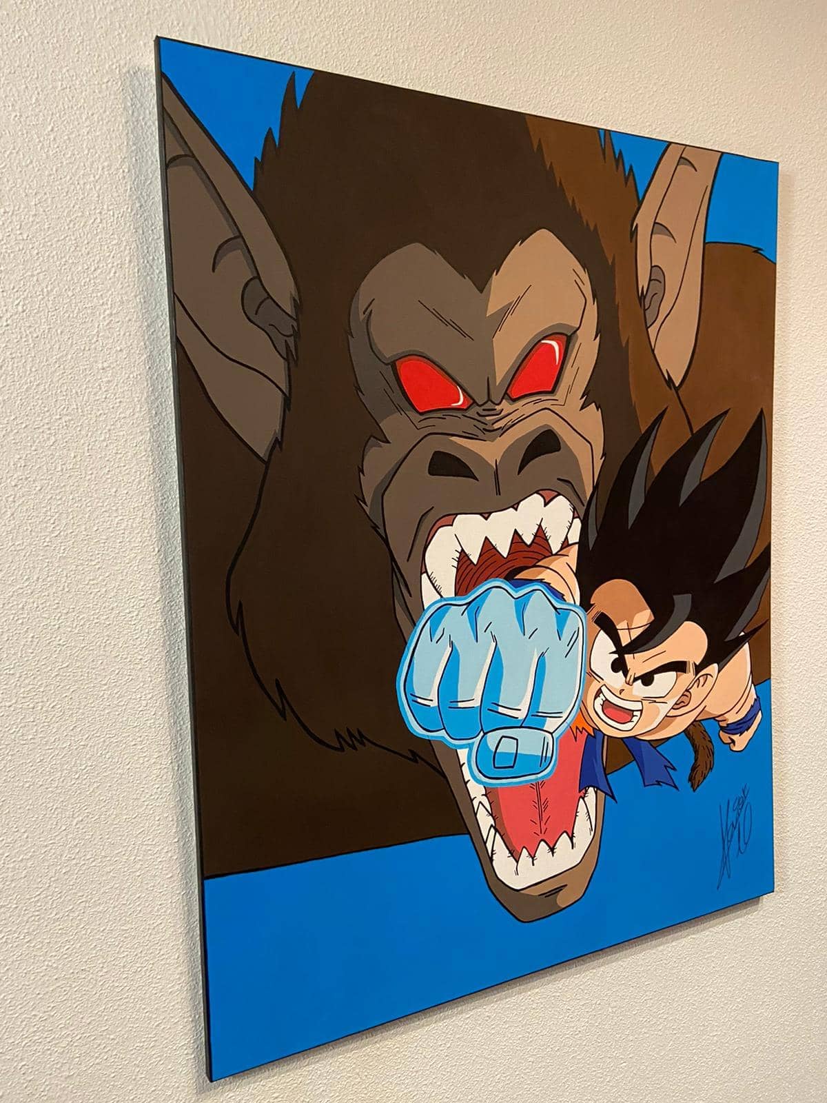 Cuadro Goku puño de Ozaru 120 x 80 cm pintado a mano - Espadas y Más