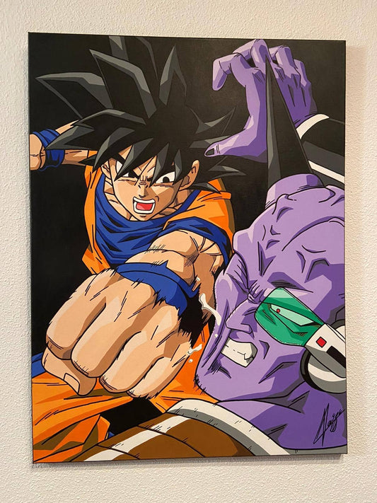 Cuadro Goku vs Guinyu pintado a mano 80 x 60 cm - Espadas y Más