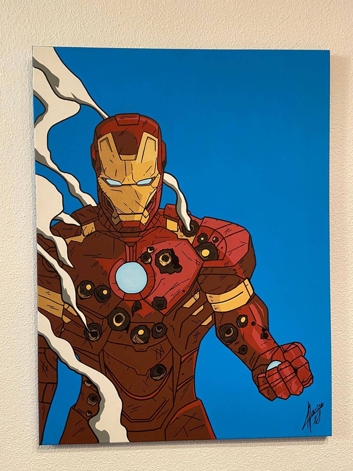 Cuadro iron man dañado 80x60 cm - Espadas y Más