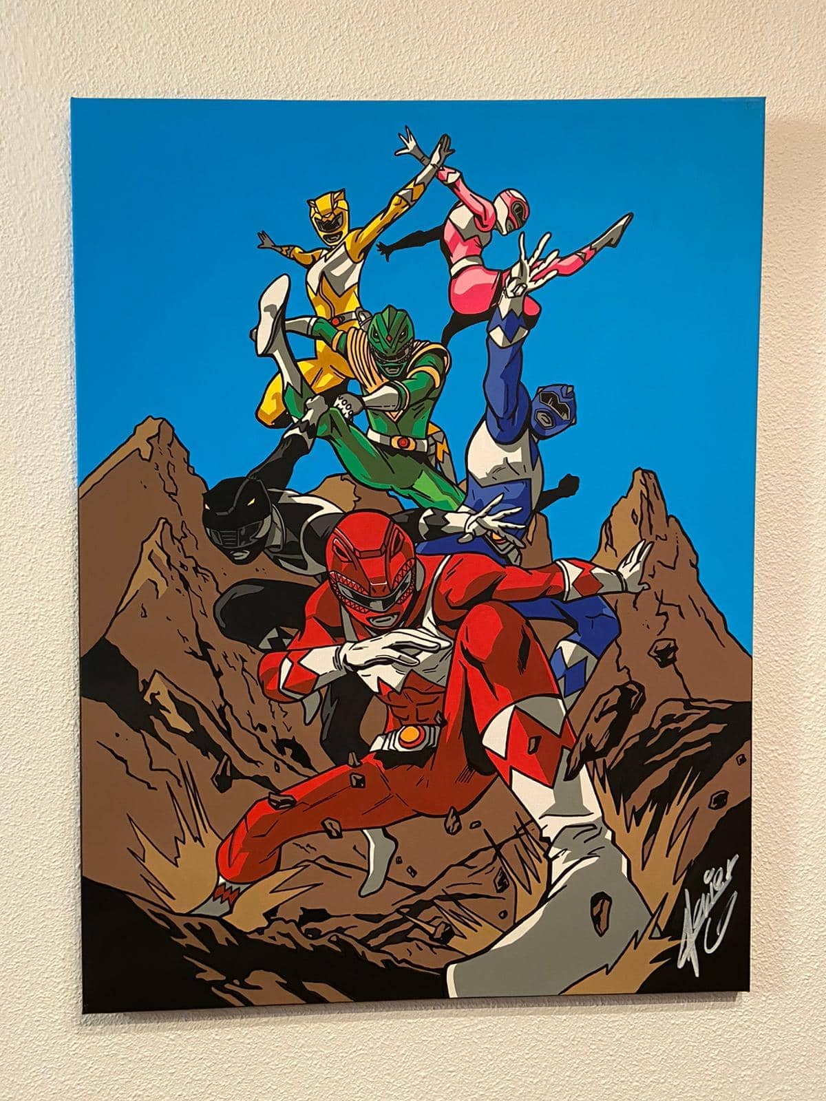 Cuadro Power Ranger 80 x 60 cm pintado a mano - Espadas y Más