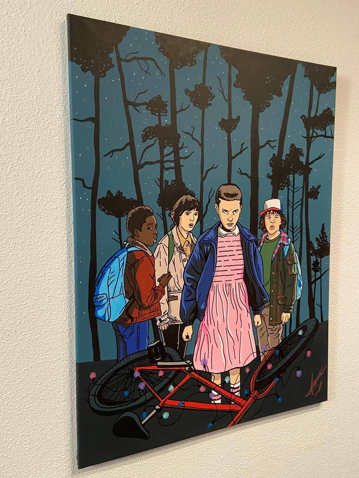 Cuadro Stranger Things 80 x 60 cm pintado a mano - Espadas y Más