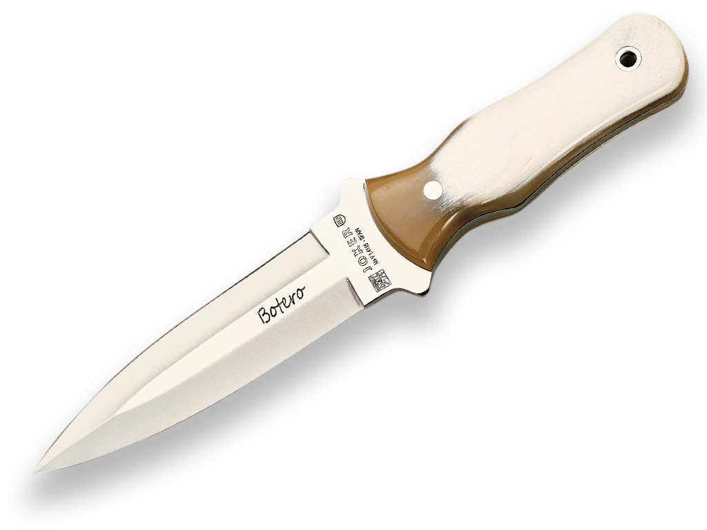 CUCHILLO BOTERO CACHAS EN ASTA DE TORO Y HOJA DE UN SOLO FILO DE 12 CM. CA67 - Espadas y Más